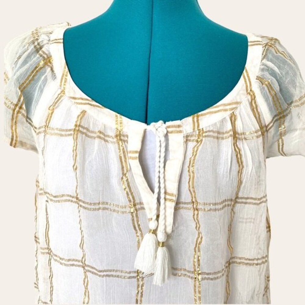Abercrombie & Fitch Women's Sheer Cream/Gold Blouse size S
